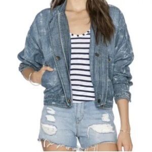 Free People Blue Cropped Jean Jacket